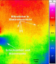 Thermografiebild mit hoher Aufl&ouml;sung einer Kathodenschicht