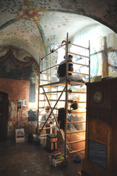 R&uuml;desheim, Br&ouml;mserhof Arbeitsfoto in der Kapelle